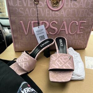 Versace Pink Logo Mules